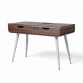 Houten bureau met twee lades en metalen poten 120 x 60 x 75cm