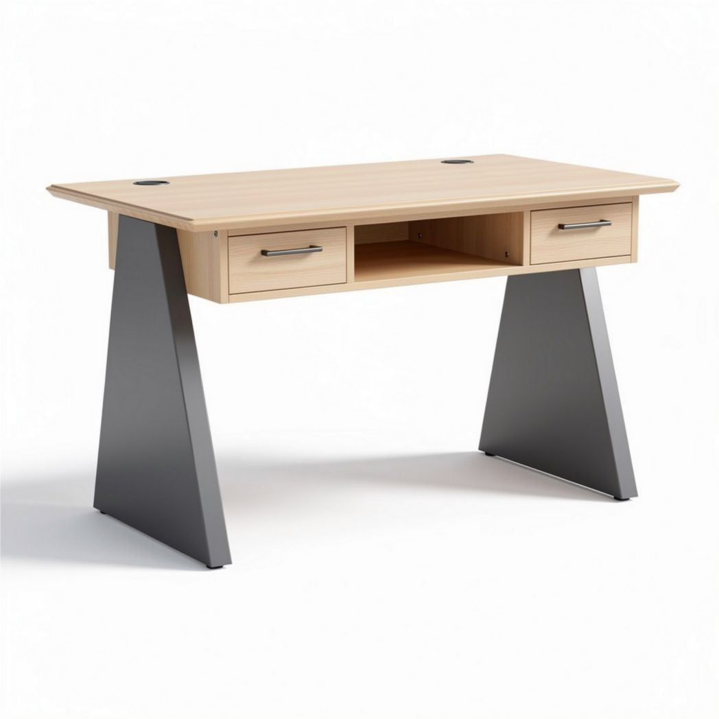 Bureau van hout met metalen poten en lades 120 x 60 x 75 cm