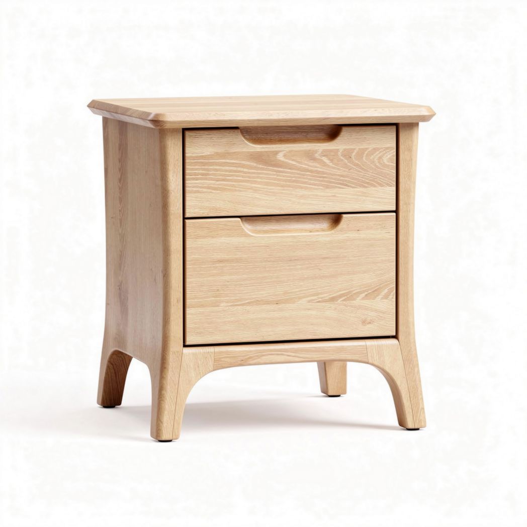 Houten nachtkastje met twee lades afmetingen 50 x 40 x 60cm naturel kleur