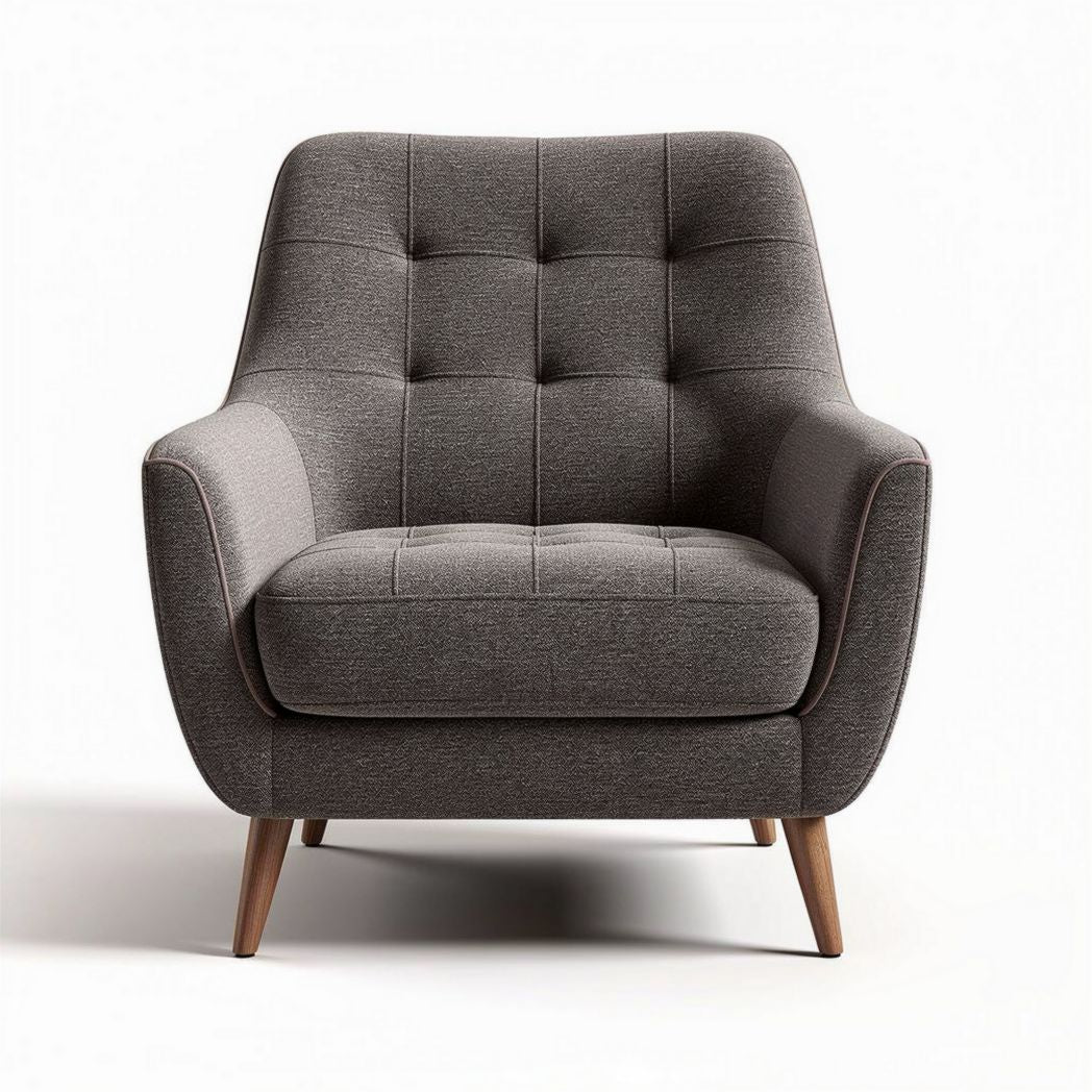 stofen fauteuil in donkergrijs met houten poten afmeting 85 x 80 x 90cm