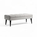 Gestoffeerde bank met zwart metalen poten 120 x 40 x 45cm lichtgrijs
