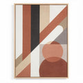 Abstracte wanddecoratie met geometrische vormen in aardetinten 60 x 40 x 2cm
