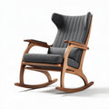 Schommelstoel van hout met stofbekleding grijs 90 x 70 x 100cm