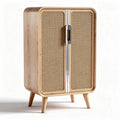 Houten kas met rattan deurtjes en metalen handvat 80 x 40 x 120cm