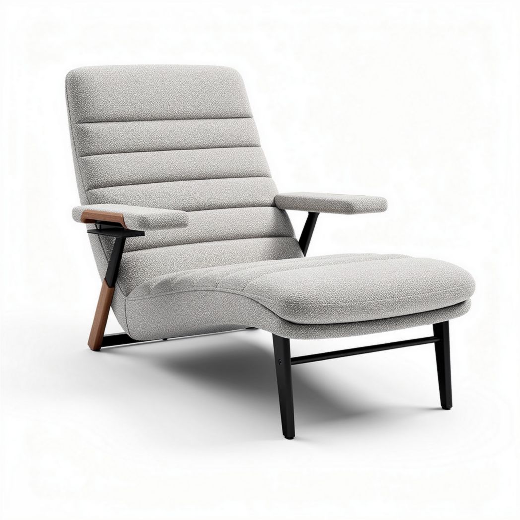 Lichte relaxstoel met grijze stof en zwart metalen frame 90 x 75 x 80cm