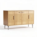 Houten dressoir met ribbelstructuur en metalen poten 120 x 40 x 75cm