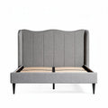 Grijs gestoffeerd bed met hoofdbord en lattenbodem 200 x 160 x 120cm